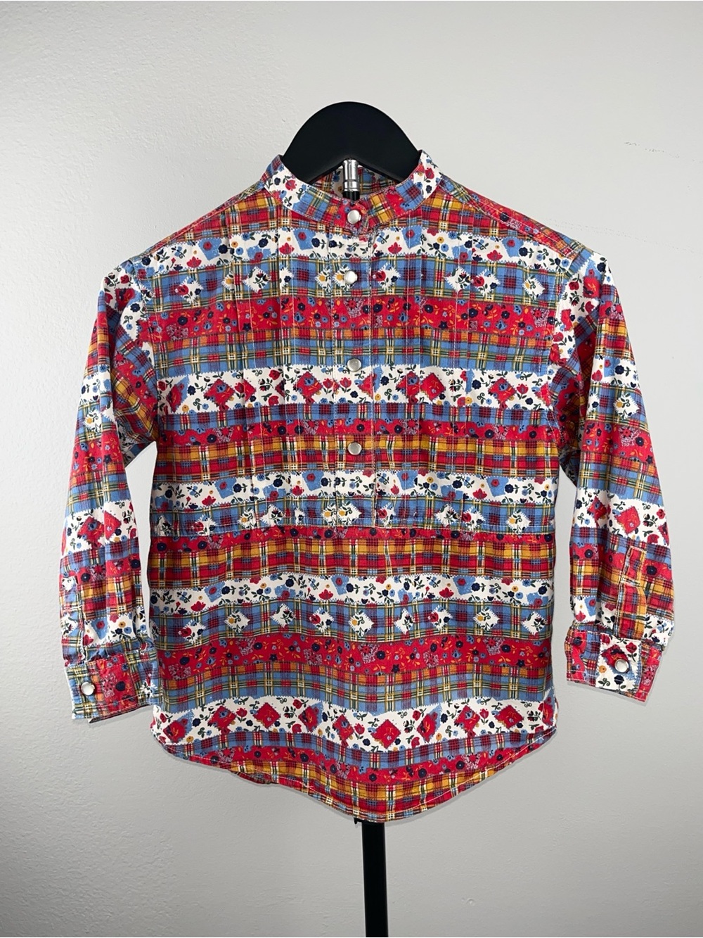 CARLISLE KIDS 1990s Vintage Multicolor Plaid Floral Pearl Snap Button Down Shirt